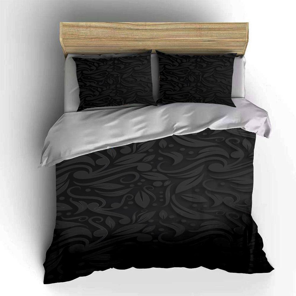Abstract Black Swirling Leaves. Bedding Sets Duvet Cover Sets Duvet Covers Pillowcases(1 * Duvet Cover 2 * Pillowcases, Without Duvet Insert)