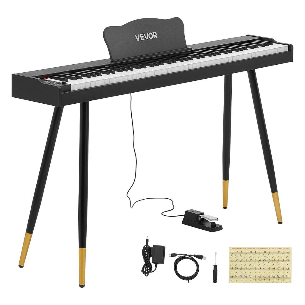 Digital Piano 88 Keys Semi Weighted Full Size Keyboard Stand Black, for Beginners, 600 Tones, 600 Rhythms, Electric Piano, with Sustain Pedal,