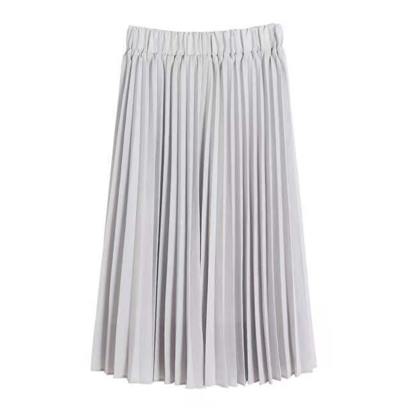 Solid Color Elastic Waist Half Length Skirt Solid Elastic Waist Skirt