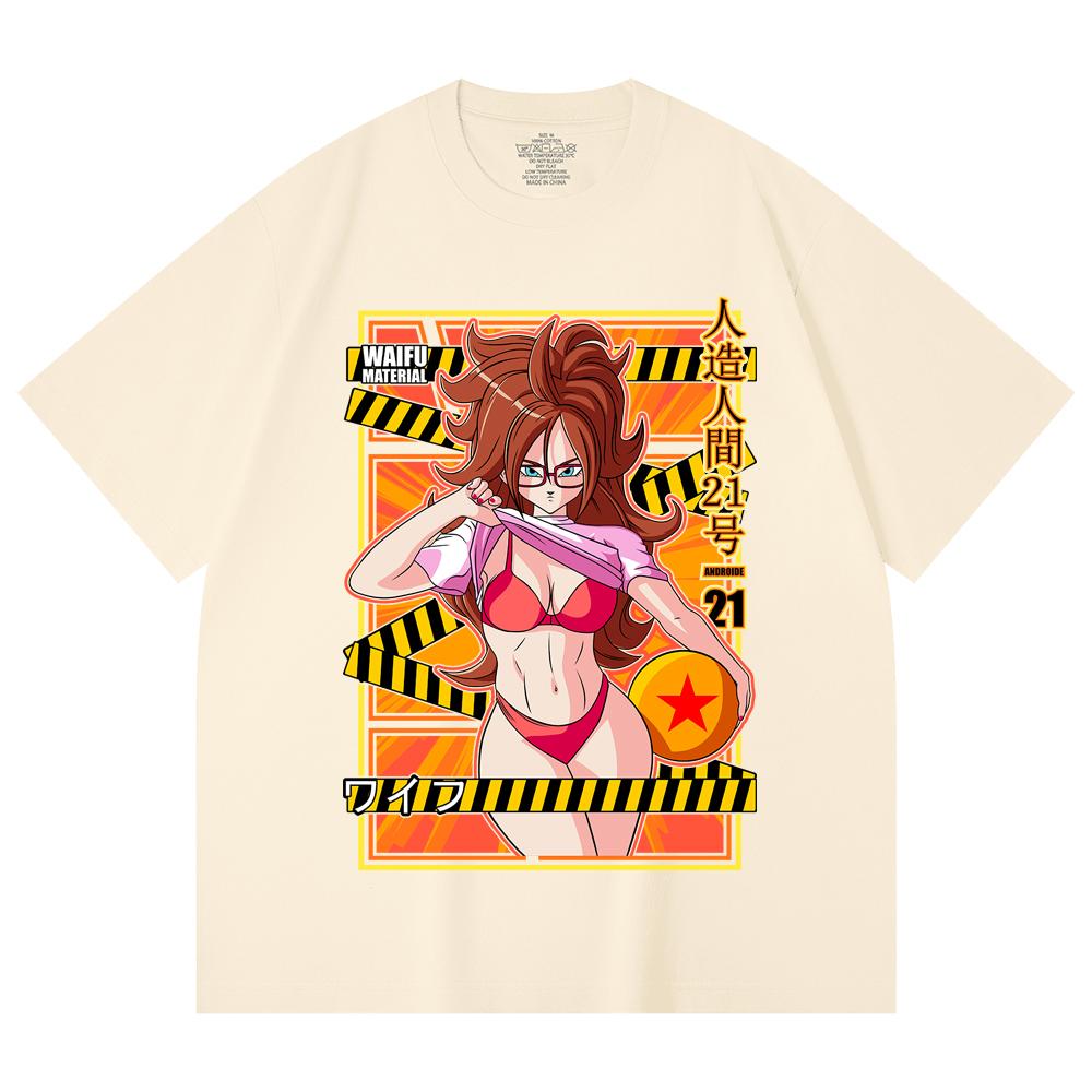 230 Gsm 100% Cotton Dragon Ball V25 Android 21 Waifu Print Unisex Heavy Cotton T Shirt