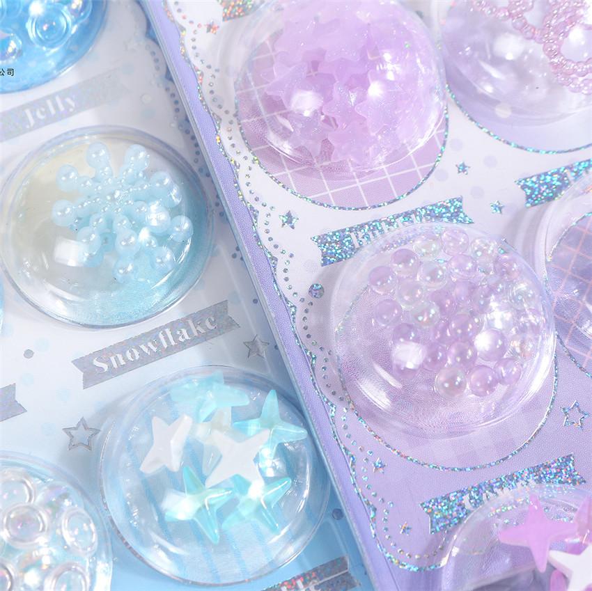 1Pcs 3D Relief Sticker Candy Crystal Butterfly Star Sticker Diy Scrapbook Notebook Decorative Sticker Reward Gift