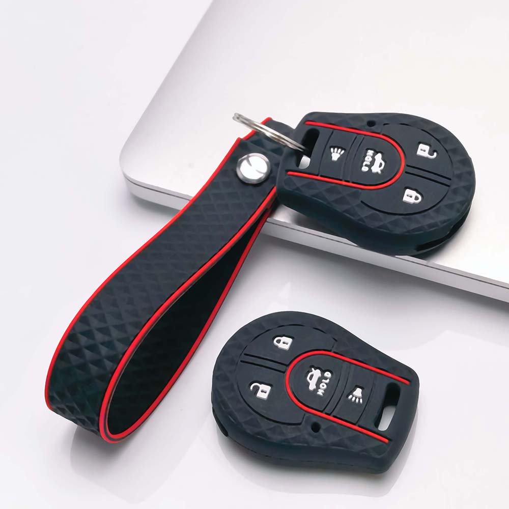 Key Cover for Nissan Leaf Armada Gt-r Versa Kicks Sunny with Keychain Anti-Scratch Guard Shockproof Protection Soft Grip Texture Dust Resistant Cover