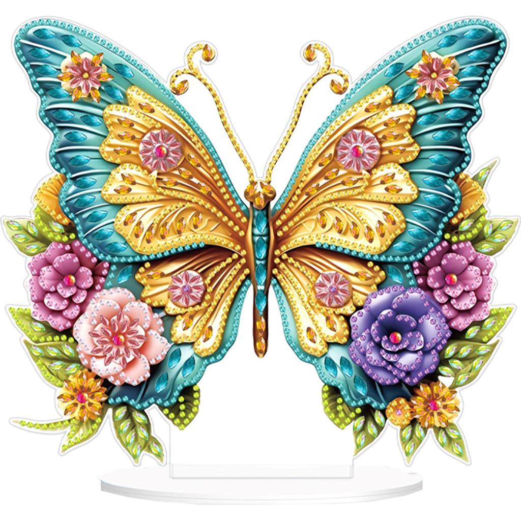 Acrylic Special Shape Butterfly Table Top Diamond Painting Ornament Kits Diamond Painting Desktop Decors for Home Office Decor