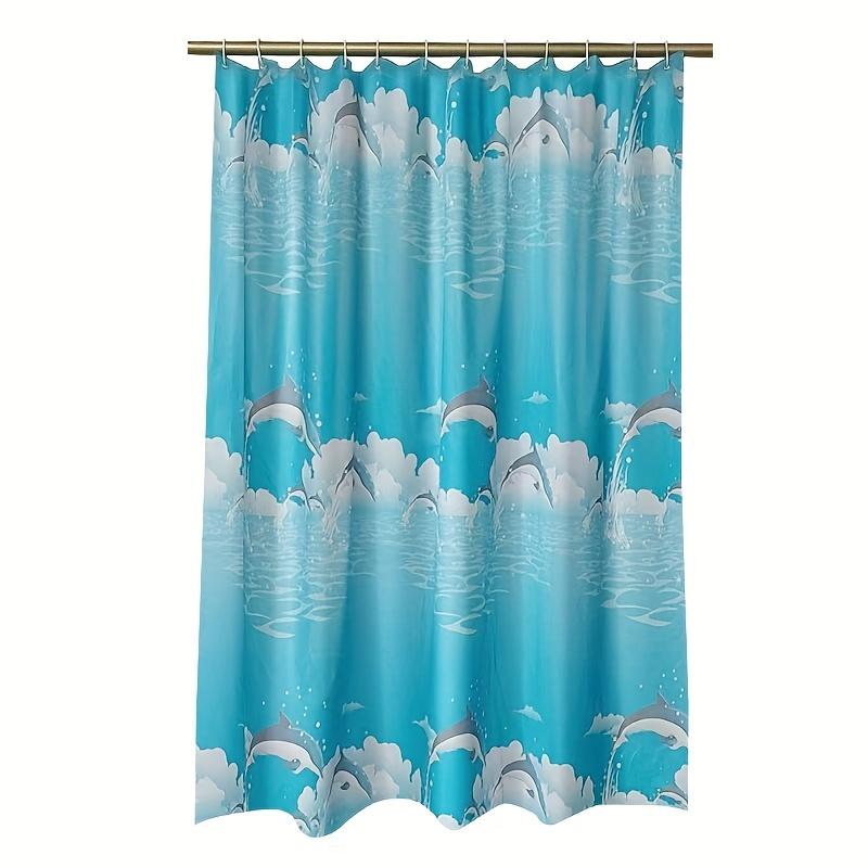 

1Pc Shower Curtain - Ocean Theme With Dolphins Jumping In The Sky Design For A Refreshing Bathroom Waterproof W60H190(CM)-1 Pcs