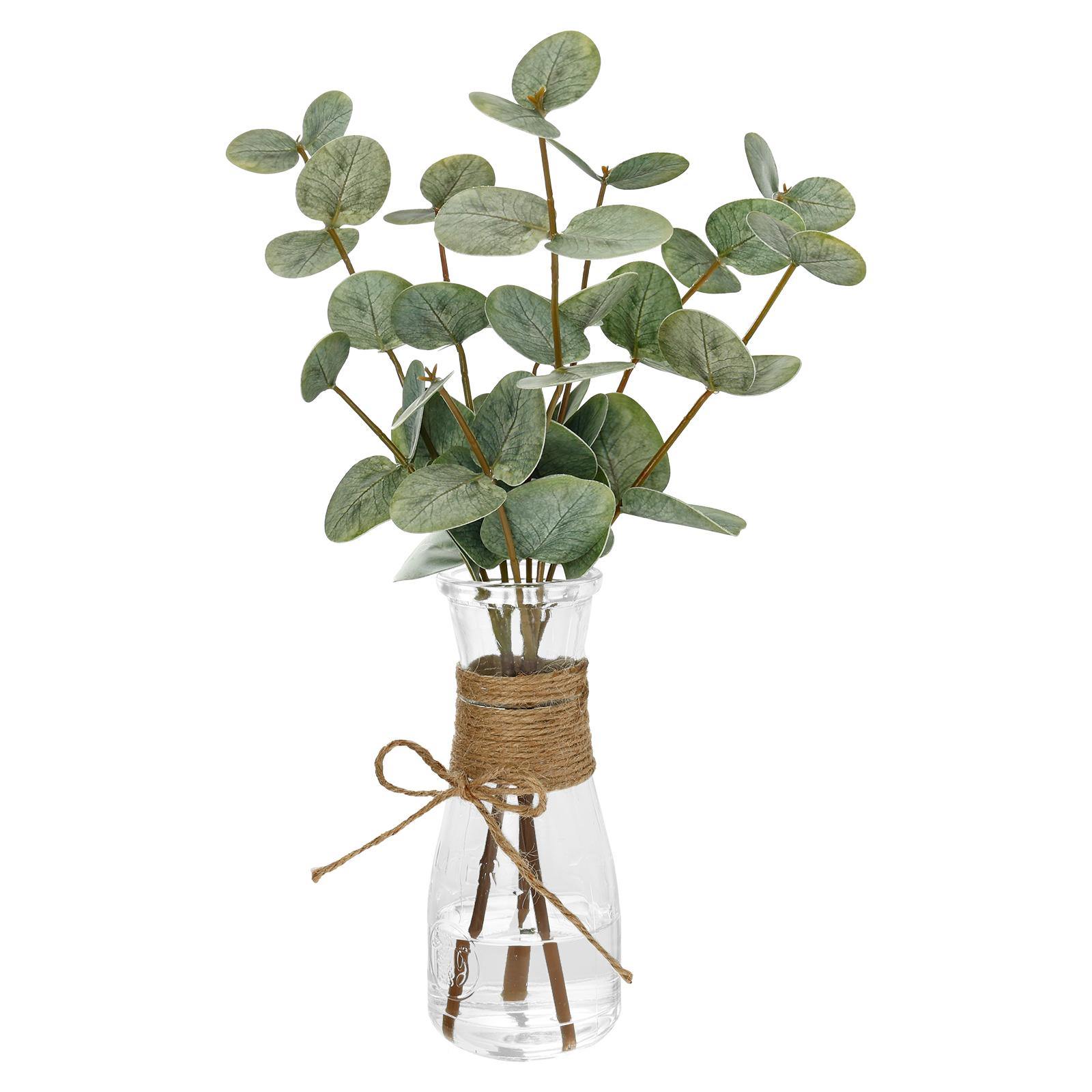 

Artificial Eucalyptus Stems in Glass Vase 1/2Pcs Fake Plants for Coffee Table Centerpiece Wedding Faux Greenery Plants Ornaments