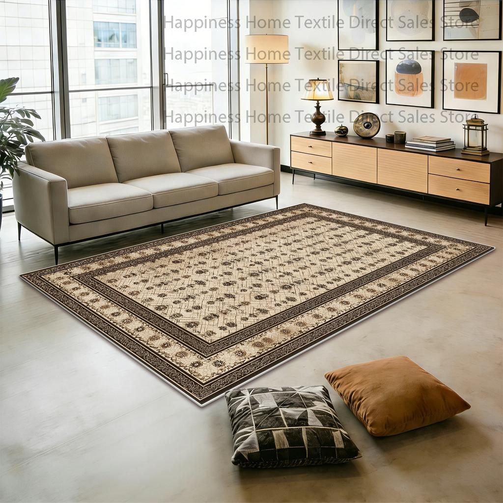 Persian Retro Brown Large Living Room Carpet Decoration Bedroom Soft Fluffy Sofa Floor Mats Washable Antiskid Dining Room Rug