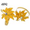 Metal Napkin Ring 5Pcs Rings Maple Leaf Design Holders Waterproof Rhinestone Anti-Oxidation