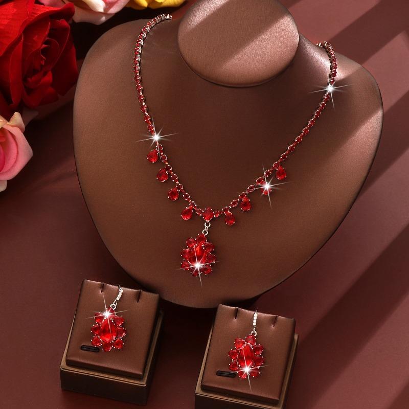 Meier Round crystal necklace earrings zircon rhinestone set - hot selling bridal accessories