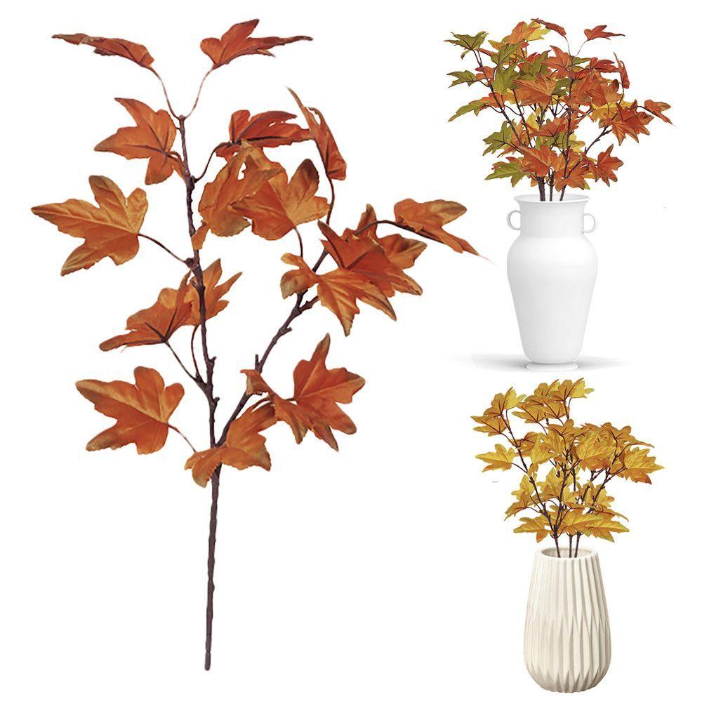 Leaf Stem Plant Home Hotel Thanksgiving Day Wedding Decoration Flower Arrangement Fake Maple Leaf Artificial Plant Harvest Day