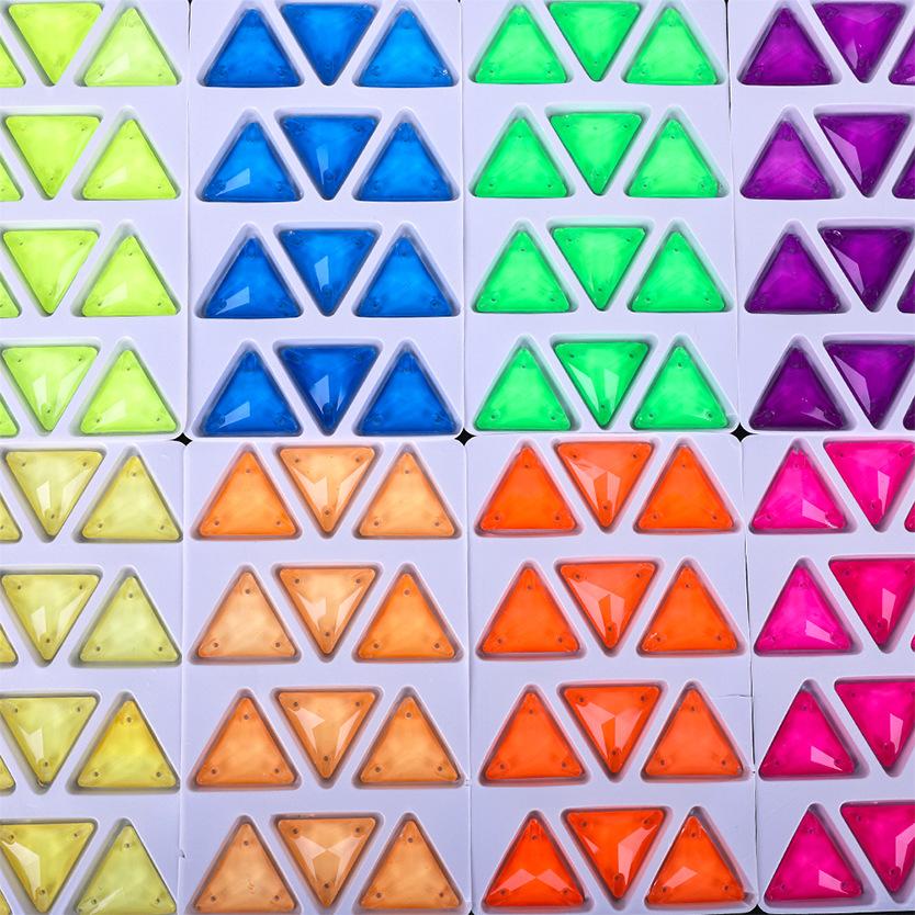 Neon Fluorescent Triangle Hand-Sewn Drill, Glass Rhinestone Flat Buckle Diy Accessories Clothing Wedding Materials Accessories