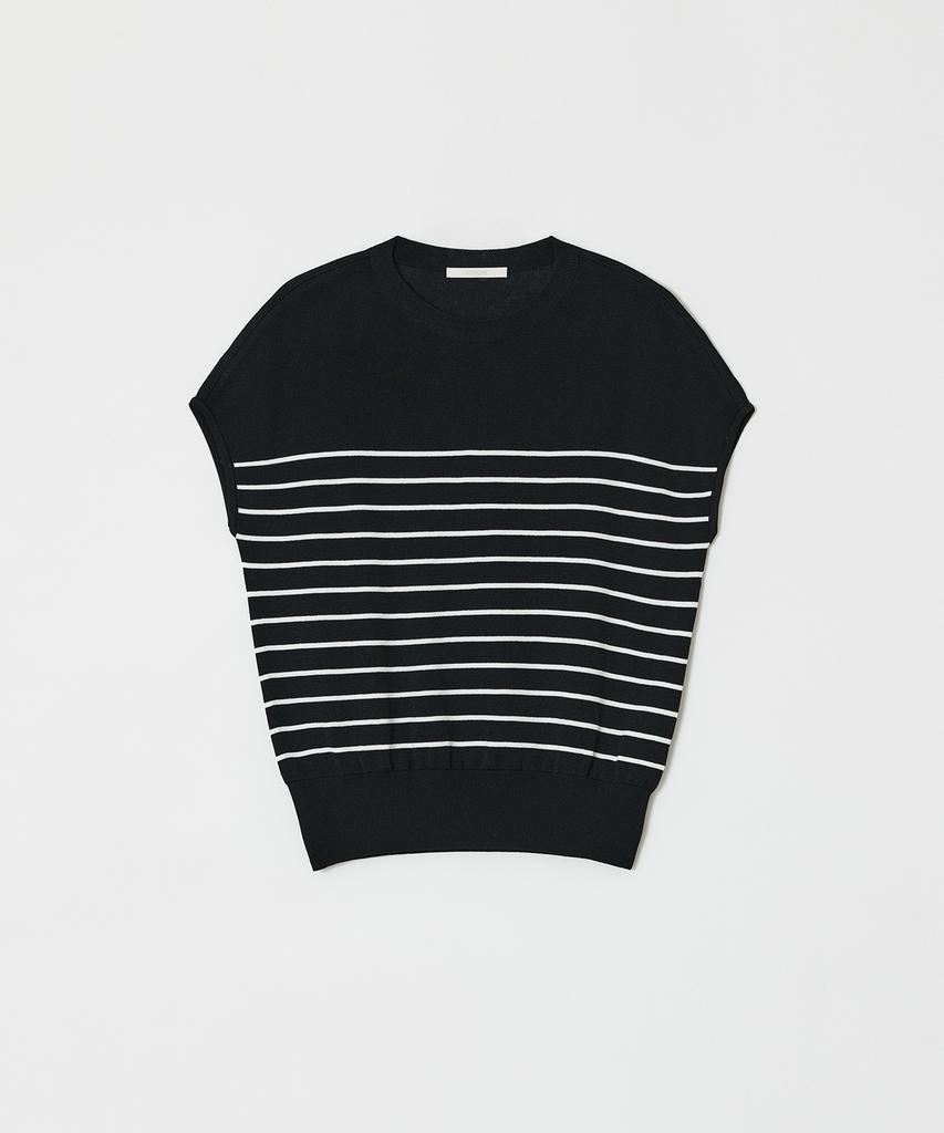 Aesmoeo Lea Dolman Sleeve Stripe Knit (Black)