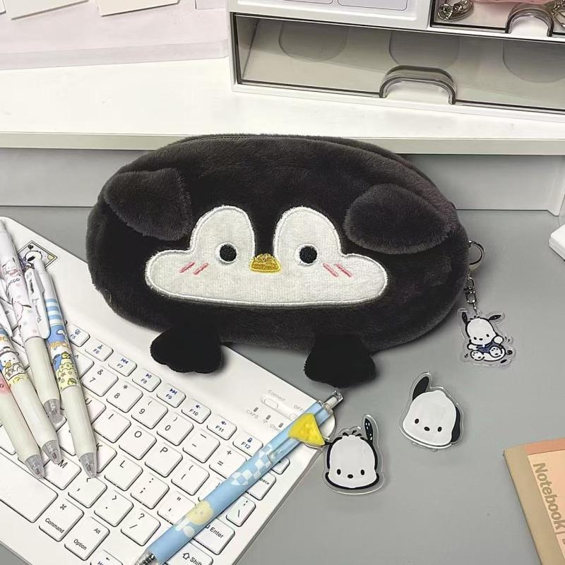 Cute Cartoon Little Penguin Large Capacity Plush Pencil Case School Supplies Stationery Bag