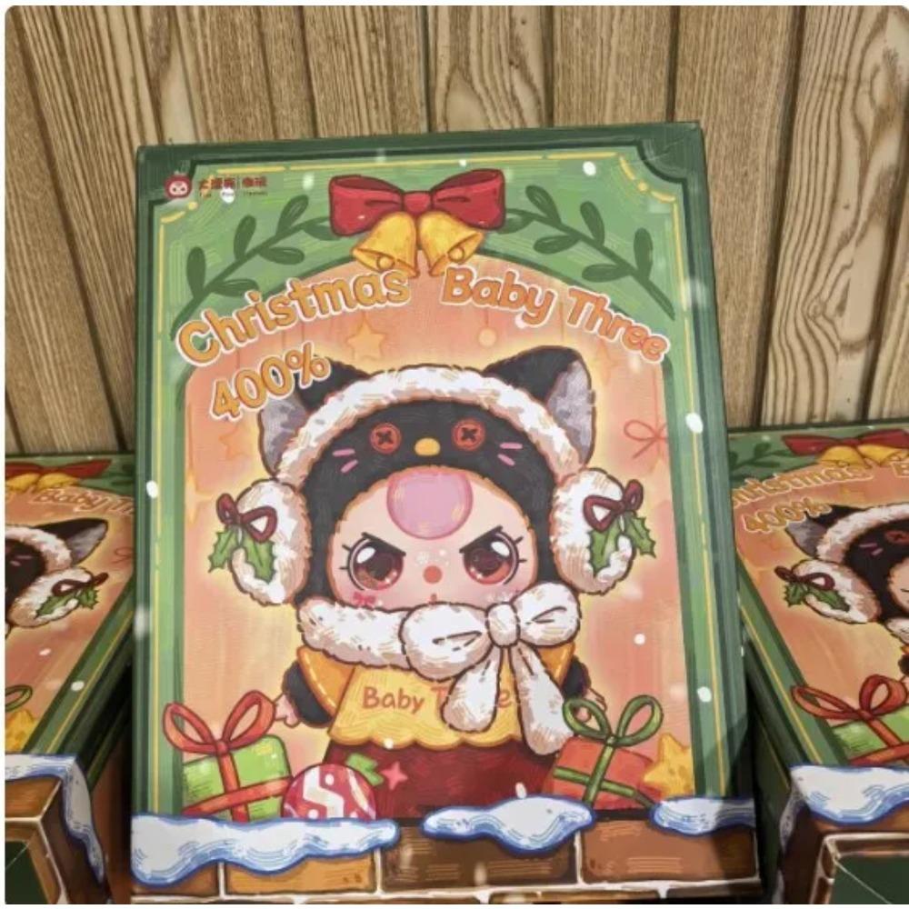 Genuine Baby Three 400% Christmas Limited Style Mystery Box Kawaii Doll Character Big Baby Collection Blind Box Cute Toys Gifts