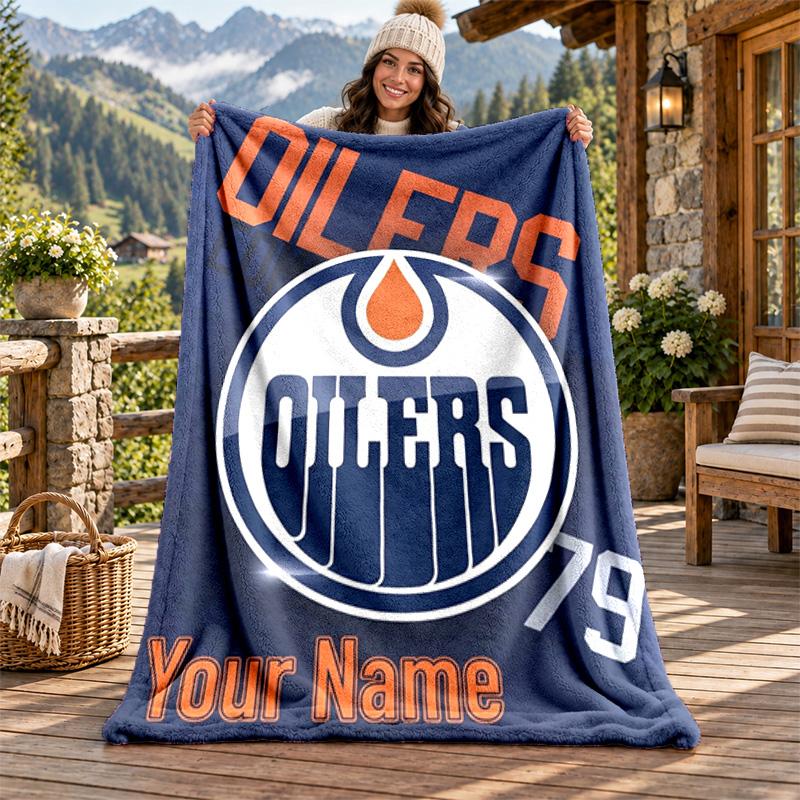 Edmonton Oilers Vlastní jméno Flanelová deka Personalizovaná měkká teplá plyšová přikrývka Přizpůsobený dárek pro rodinu přátele