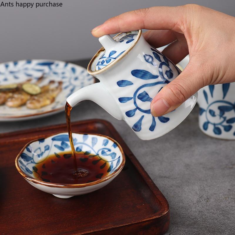 Ceramic Spice Bottle Oil Can Soy Sauce Bottle Vinegar Pot Home Kitchen Supplies Spice Container Oil Bottles Seasoning Organizer