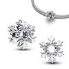 Ciondoli Fiocchi di Neve Campanelline Argento 925 Pupazzo di Neve Invernale Diamante Perline Fai da Te Per Braccialetti Parti Collane Gioielli Raffinati