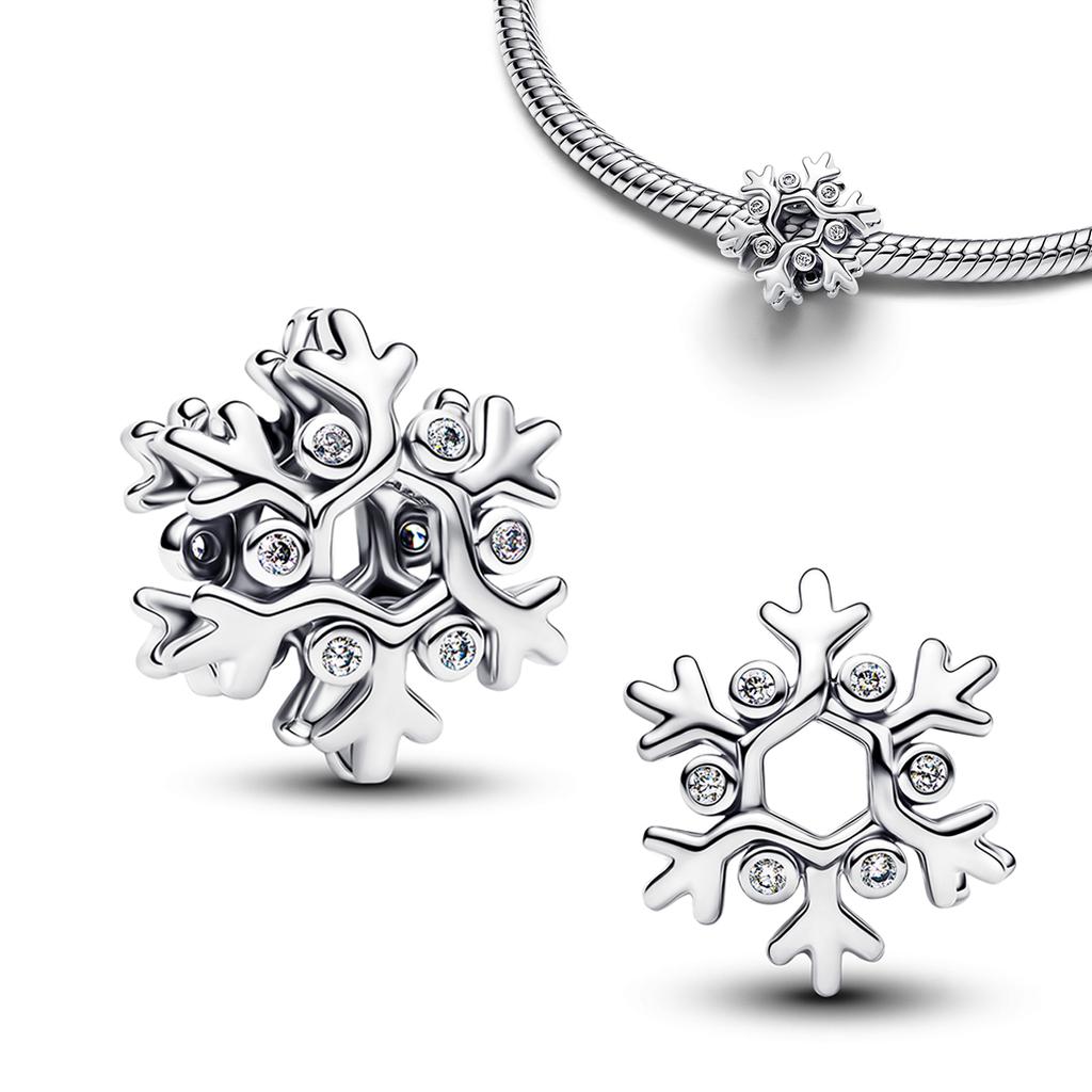 Ciondoli Fiocchi di Neve Campanelline Argento 925 Pupazzo di Neve Invernale Diamante Perline Fai da Te Per Braccialetti Parti Collane Gioielli Raffinati