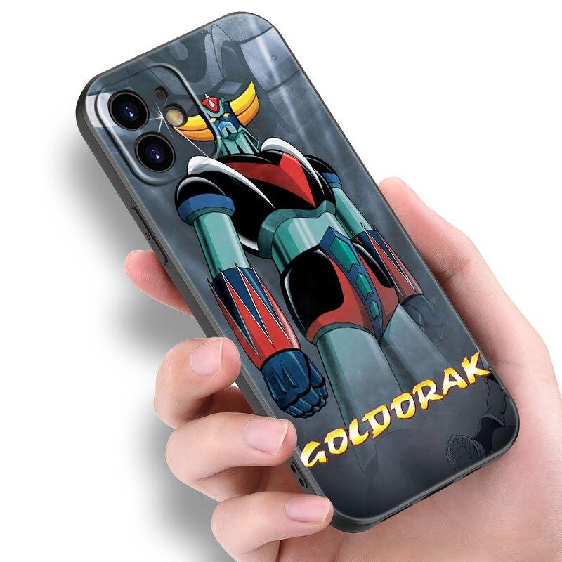 UFO Roboter Grendizer Telefon Fall Für Apple iPhone 14 13 12 Mini 11 Pro Max 7 8 XR X XS 7 8 Plus SE 2020 2022 Schwarze Abdeckung