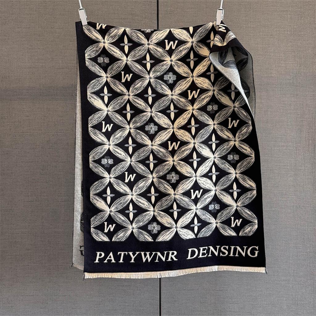 Autumn Letter Printing Imitation Cashmere Scarf Women'S Multi-Functional Versatile Thickened Warm Scarf Air-Conditioned Room Shawl