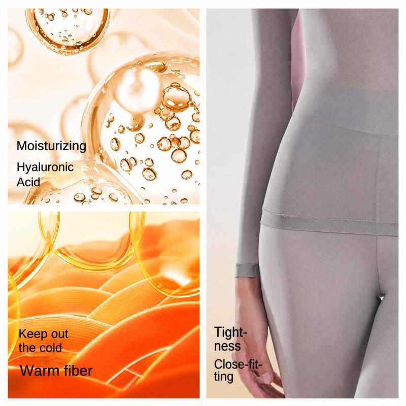 Women's Thermal Underwear Stacked Collar High Collar Beauty Skin Suit High Elastic Long Sleeve Seamless Thermal Set Warm Top New