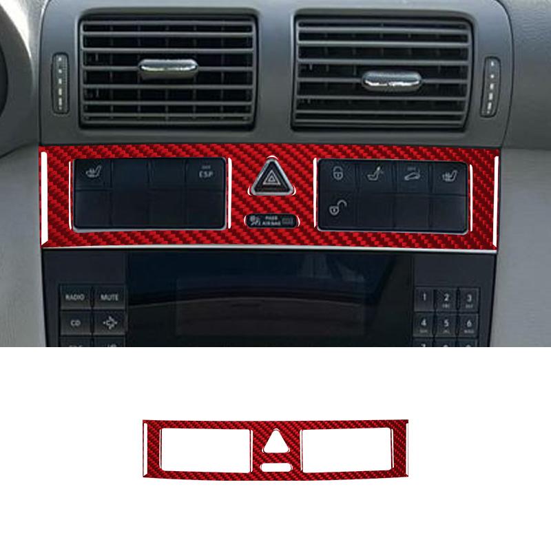 Real Carbon Fiber Car Center Console Warning Light Panel Frame Sticker For Mercedes Benz C Class W203 2005-2007 Car Accessories