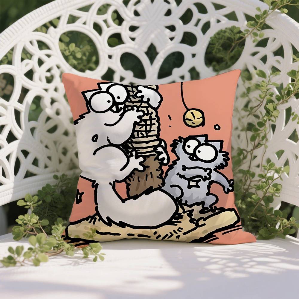 Funny Style Simons Cat Pillow Case Anti-dustmite Pillowcase Invisible Zipper Silky Short Plush Sofa Cushion Cover