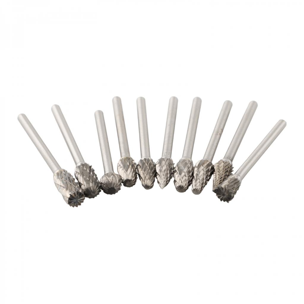 Long Lasting Carbide Steel DoubleCut Grinding Heads Set 10 Piece DIY Tool Kit
