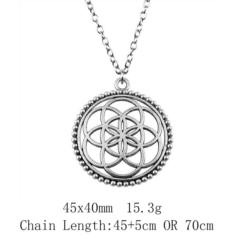 Back To School Christmas Necklace Flower Of Life 45cm Or 70cm Long Chain Necklace Home Garden Necklaces With Pendant