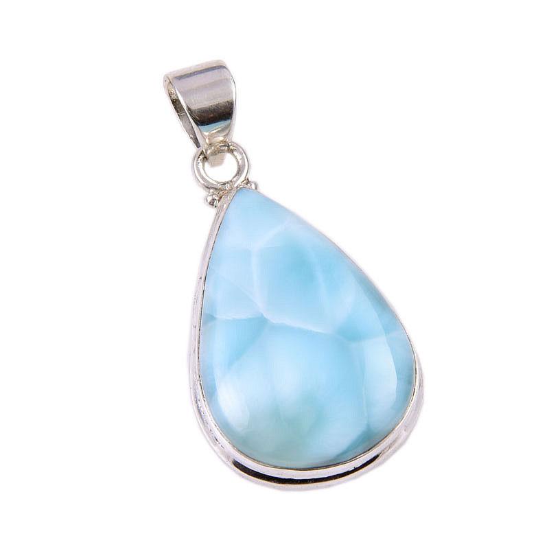 Natural Republic Larimar Gemstone 925 Solid Sterling Silver Pendant 1.75" K5y08