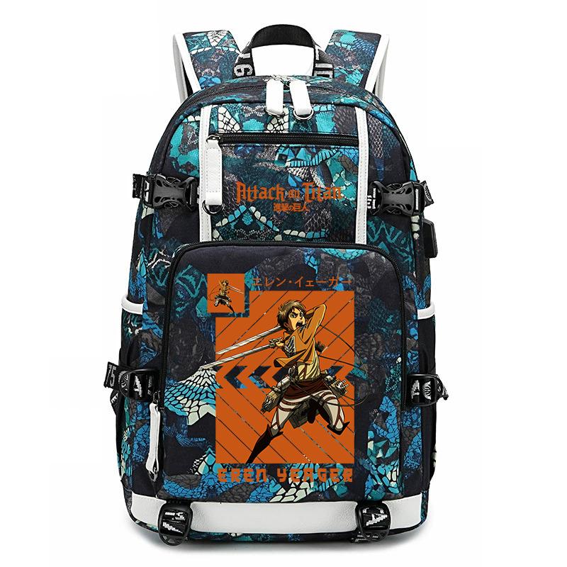Attack on Titan Print School Backpack Large Capacity Travel Bookbag for Kids Boys Girls