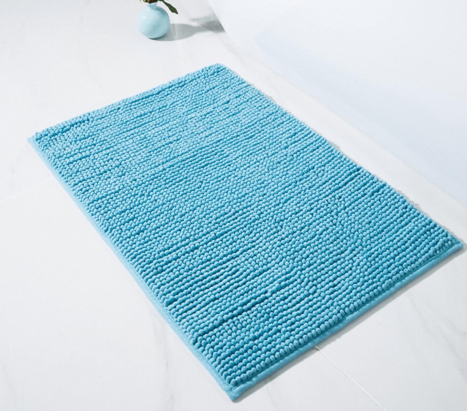 

Коралловый флисовый тисненый коврик для ванной комнаты из кашемира, нескользящие ковры для ванной, коврик для ванной, коврик для двери в душевую кабину, пена с эффектом памяти, 3D-подложка 400mm*600mm синий