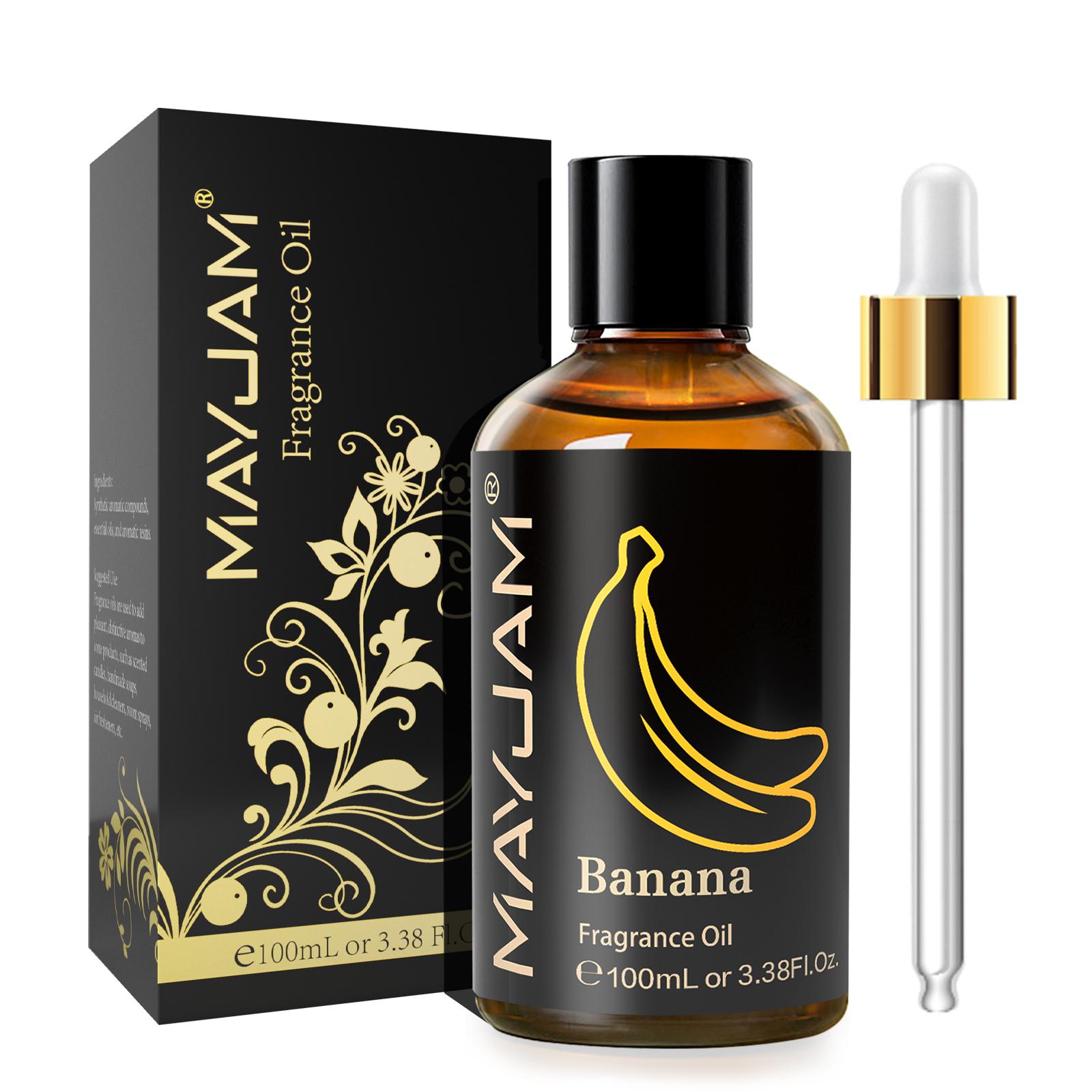 

MAYJAM 100ML/3.38FL.OZ Ароматні олії, Ефірні олії вишні, манго, кокоса та ванілі для ароматерапії Дифузори Спа Йога Мило Виготовлення свічок Banana