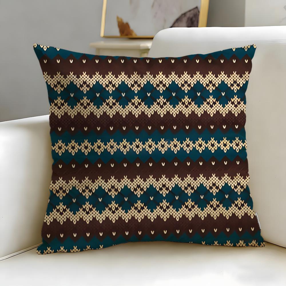 Fair Isle Muster Kissenbezug Weich Leicht zu Waschen Kissenhülle Vielseitig für Sofa Bett Reise und Büro