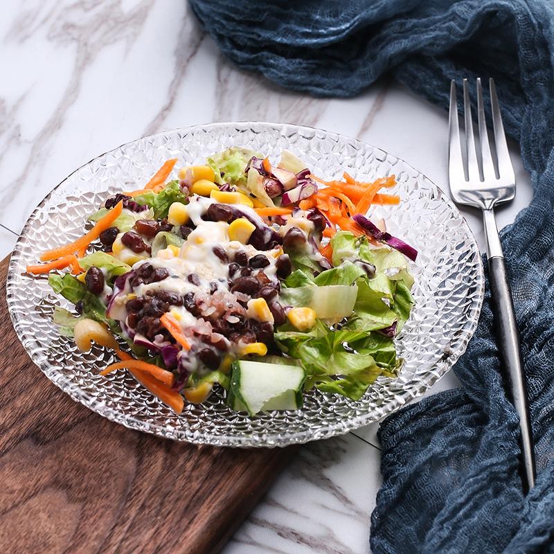 8 Inch, Rain-Drop Embossed Glass Plate, Beautiful Wedding Plates, Chafing Dinner Plate, For Buffet Cake Dessert, Dinning Food