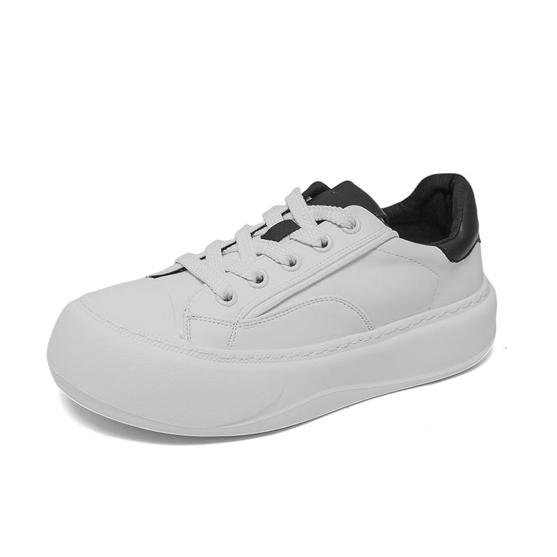 Fashion Fashion High Quality Casual Leather Men Board Shoes Thick Bottom  Comfy Outdoor Walking Shoes Antiskid Running Lace-Up Shoes