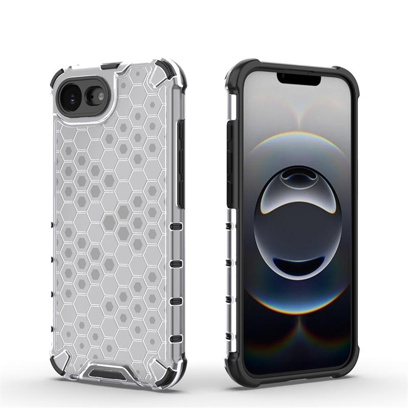 Transparent Phone Case For iPhone 16e Anti-knock Honeycomb Armor Back Case For iPhone 16e Cover For iPhone 16e Case 6.1 inch