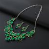 European and American Luxury Rhinestone Necklace Earrings Set, Green Court, Decorative Bridal Dress Jewelry 2026