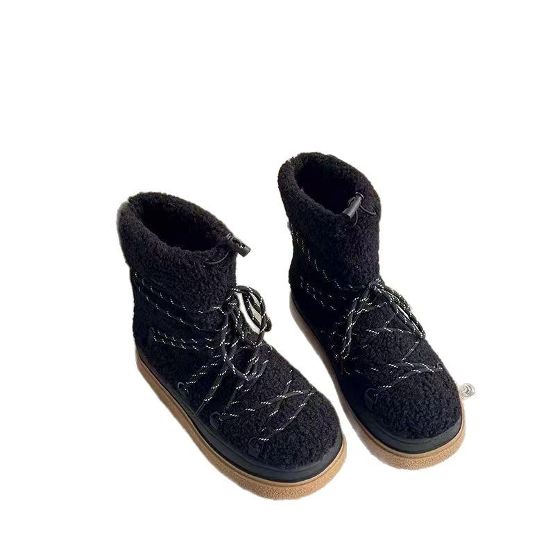 Snow boots women's 2025 winter new thick-soled versatile plush thickened fluffy shoes cotton shoes