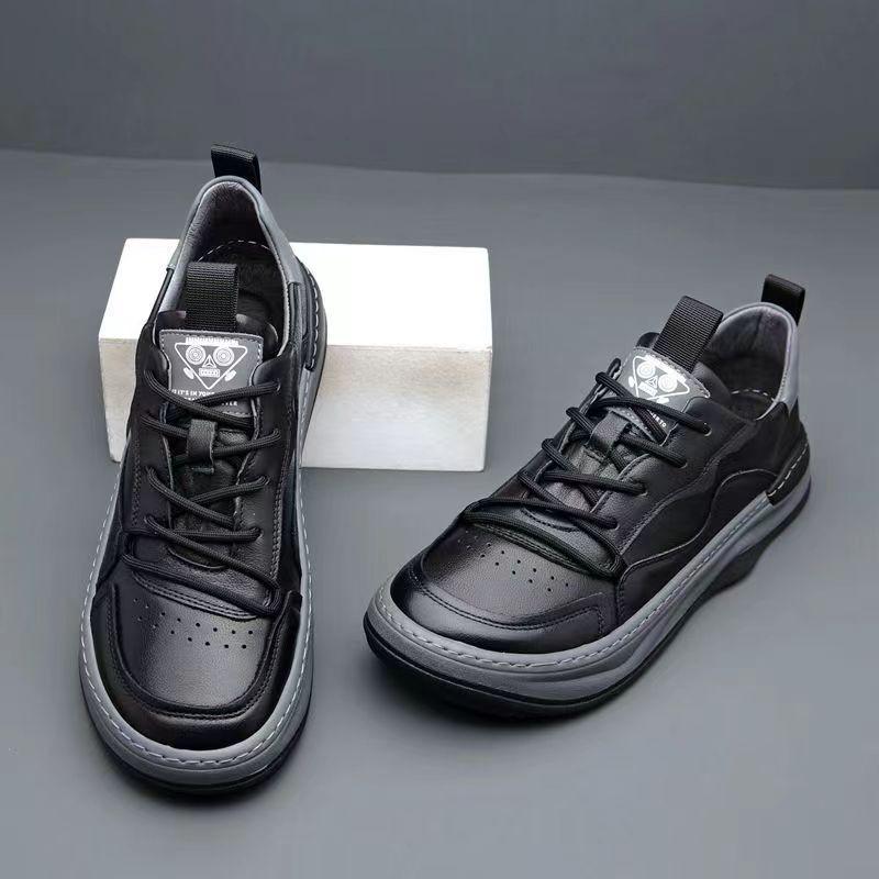 Leather large size men's shoes new spring versatile trend little white shoes men's breathable deodorant leather shoes men's casual board shoes