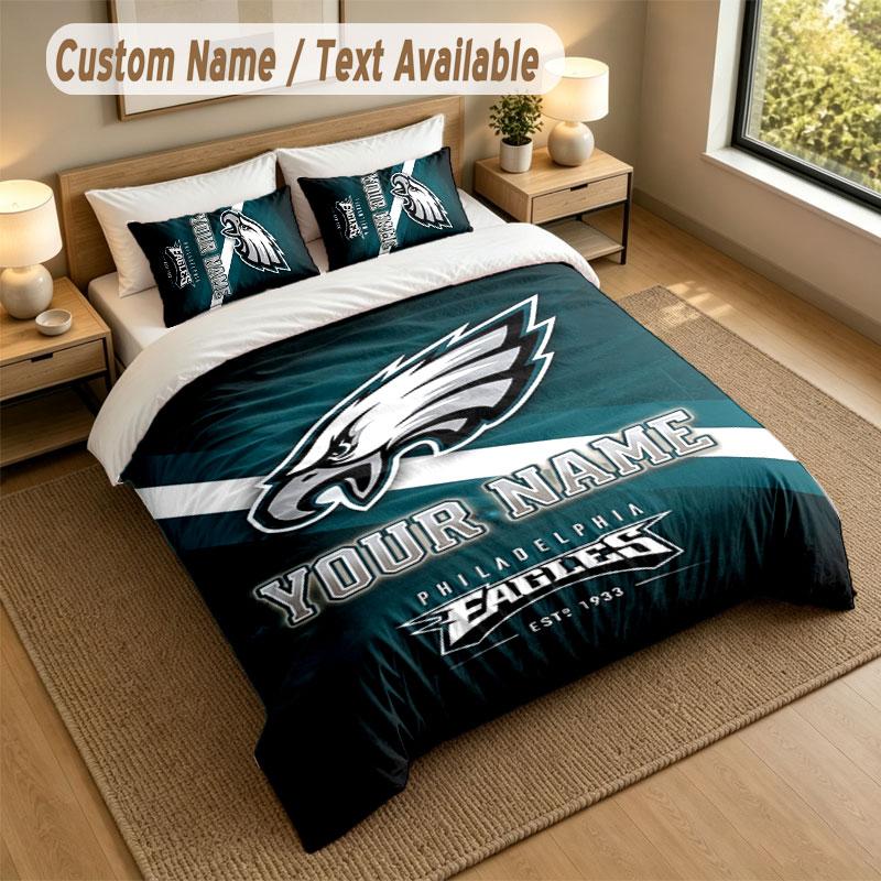 Bedding Set 1 Duvet Cover 2 Pillowcases Philadelphia Eagles Print Soft Bed Linen Bedroom Decor