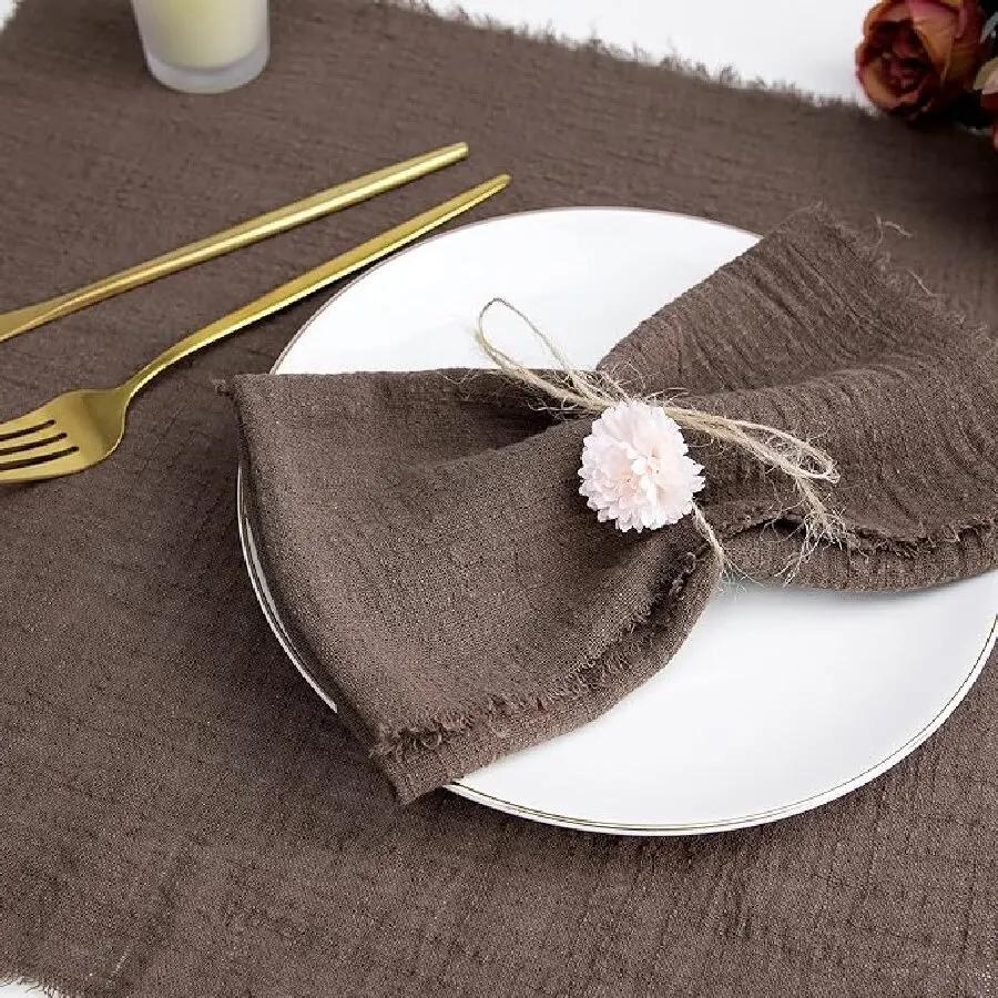 12pcs 40x40cm Dark Green Gauze Napkins 100% Soft Cotton Fabric Serviette Table Set Kitchen Tea Towels For Wedding Decorate