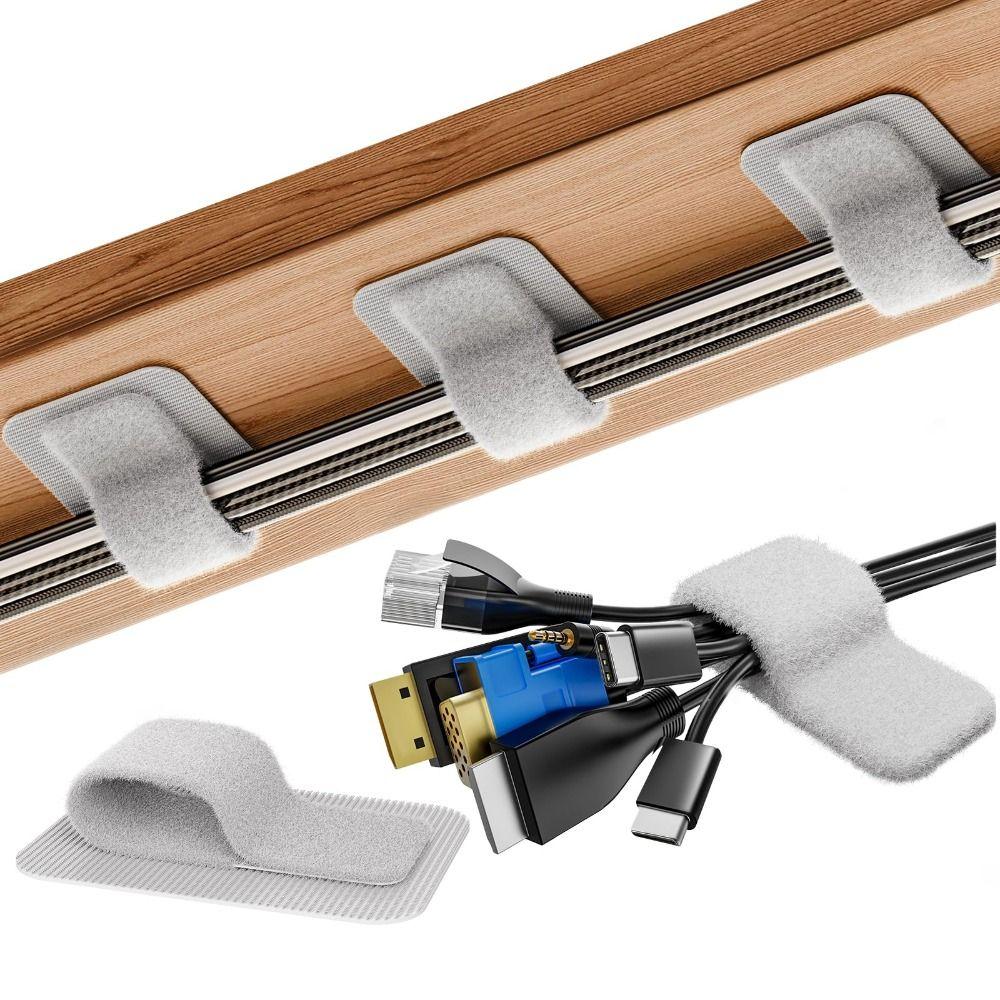 10Pcs Under Desk Cord Organizer Adjustable Data Cable Storage Space Saving Cable Organizer  Wall