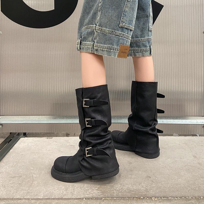 Spice Girls Boots Spring and Autumn New Folded Pile Boots Boots Boots Pants Boots Women's Maillard Boots