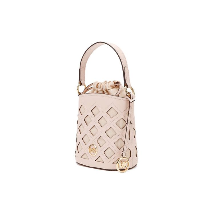 

Michael Kors M K Aidy Drawstring Logo Cutout Design Leather Bucket Bag Mini Women bags Ice-Cream-Pink 35T1GUWC5L-POWDER-BLUSH Basic Set (Bag+Dust Bag)