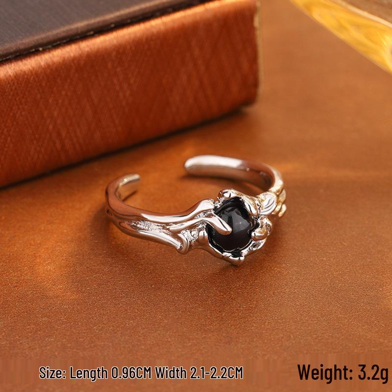 Retro Rhinestone Openwork Adjustable Ring – Trendy Niche Design