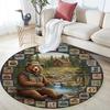 Tappeto Rotondo con Stampa Cartoon, Tappeto per Soggiorno Camera da Letto Divano Sala Giochi Decorazione, Tappetino Antiscivolo