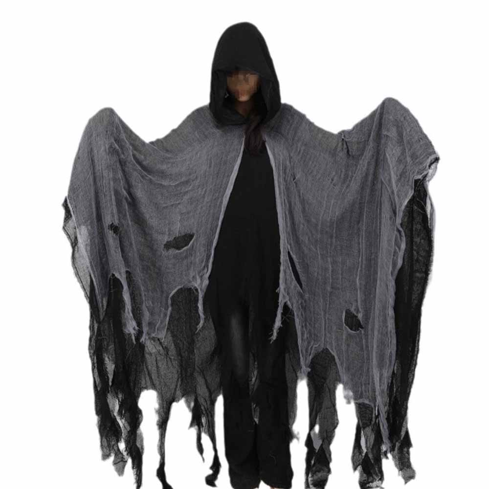 Horror Zombie Tattered Hooded Capes Unisex Halloween Ghost Dementors Cosplay Costume Day of The Dead Party Props Cloaks