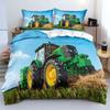 Farm Tractor duvet cover with Pillowcases,Rustic 3D Machinery Design, Super Soft Microfiber Full/Queen Size,Kids Room Decor Gift