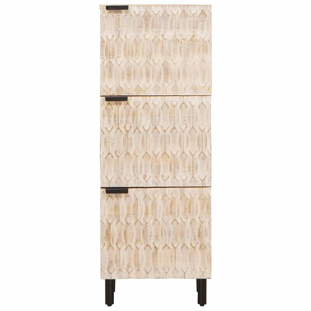 Highboard with Door White Washed Surface 40 x 33 x 110 cm