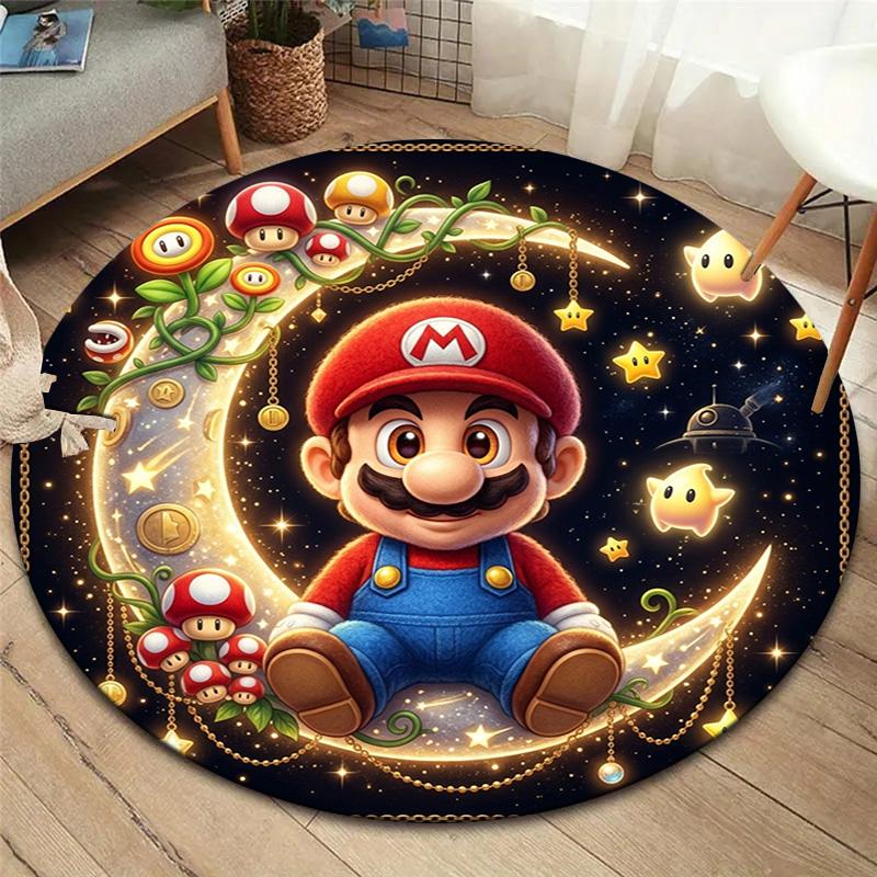 Super Mario Round Area Rug Carpet Rug For Living Room Bedroom Sofa Playroom Decor Nonslip Floor Mat
